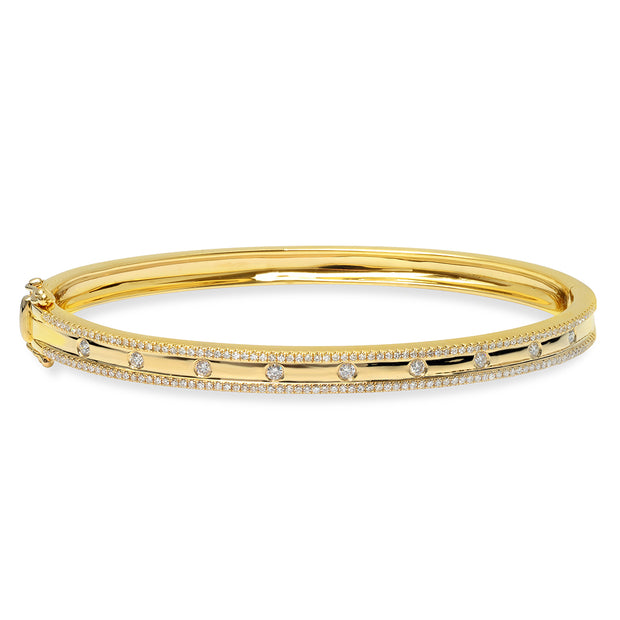 SHY CREATION - FLUSH & PAVE DIAMOND BANGLE BRACELET