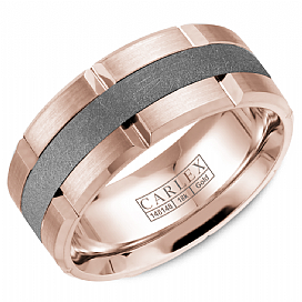 CROWN RING - GREY & ROSE GOLD TANTALUM MENS WEDDING BAND