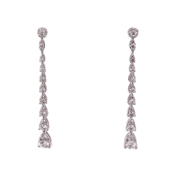 DIAMOND CLUSTER & ILLUSION PEAR DANGLE EARRINGS