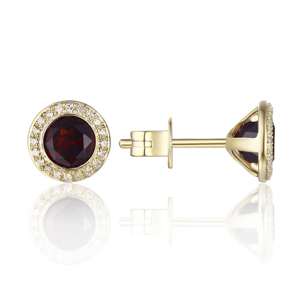 LUVENTE – GARNET & DIAMOND POST EARRINGS