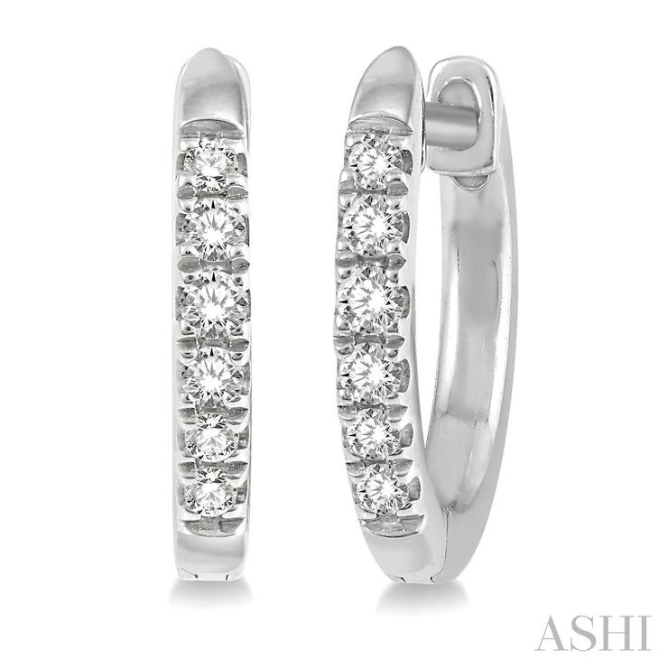 DIAMOND HUGGIE HOOP EARRINGS - 1/10 CT