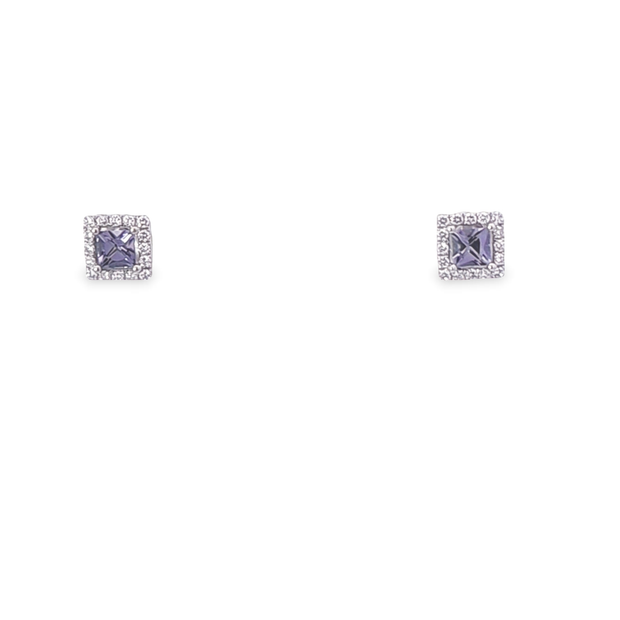 TANZANITE & DIAMOND STUD EARRINGS