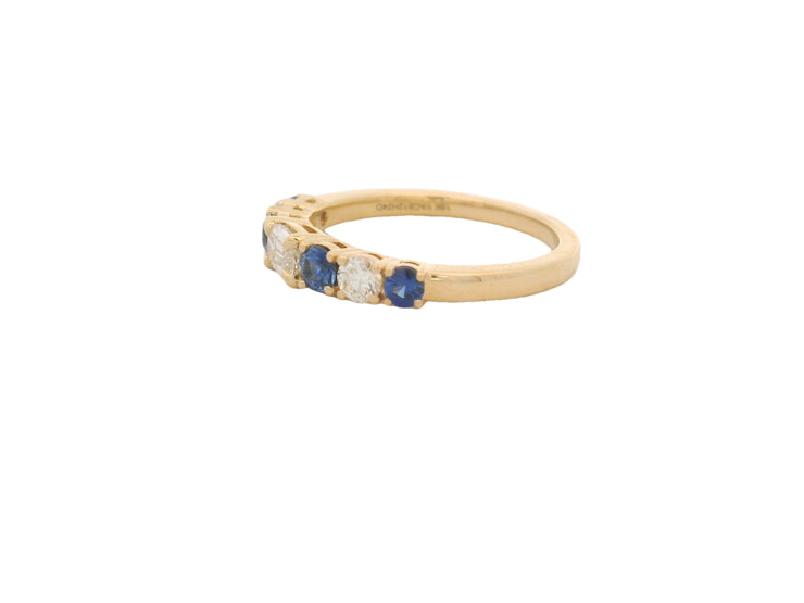 YELLOW GOLD DIAMOND & SAPPHIRE BAND