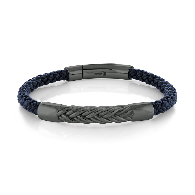 ITALGEM STEEL – BLUE LEATHER BRACELET