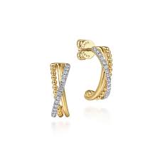 GABRIEL & CO - PAVE DIAMOND CRISS CROSS HOOP EARRINGS