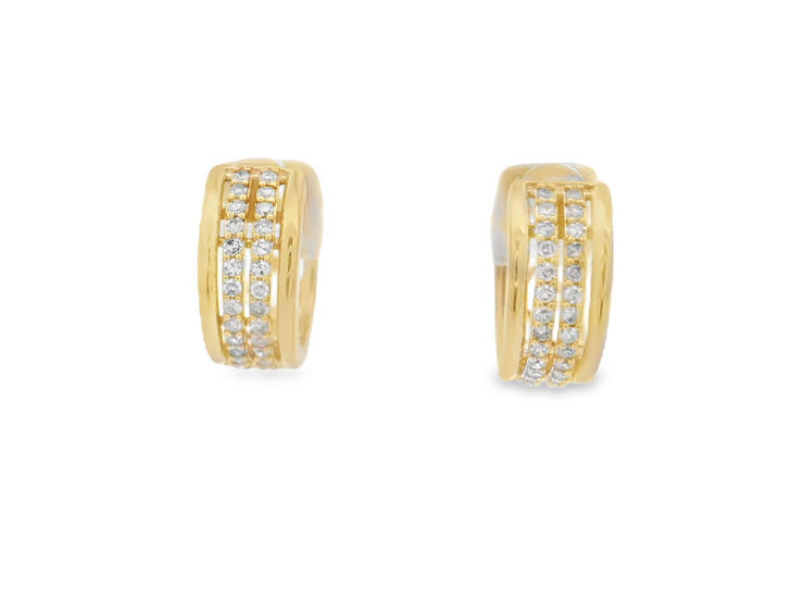 DIAMOND WIDE HUGGIE HOOP EARRINGS