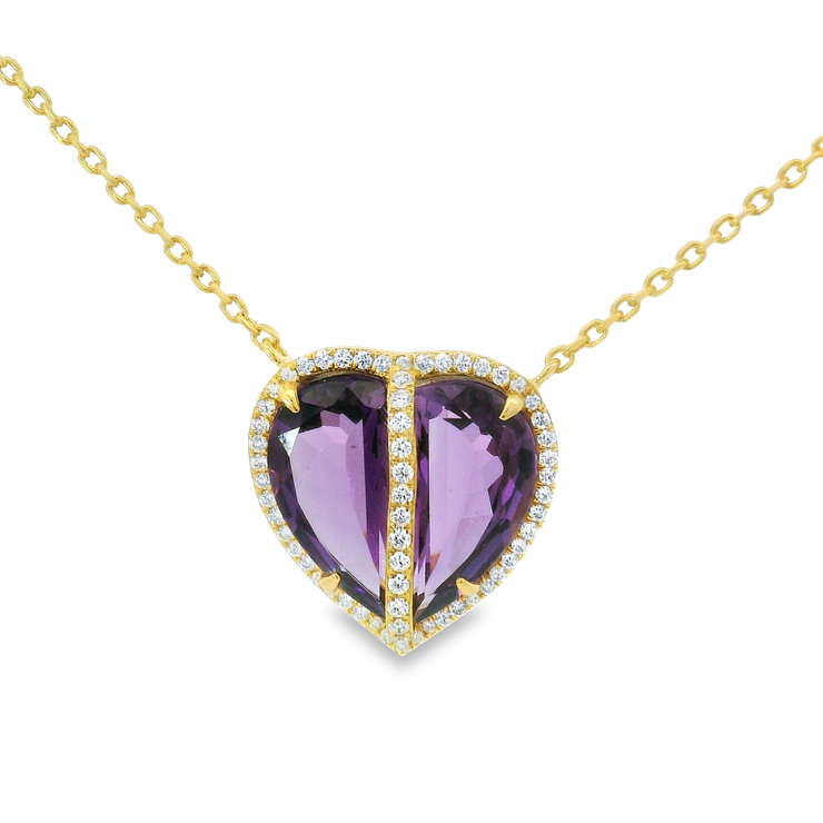 AMETHYST & DIAMOND HEART NECKLACE