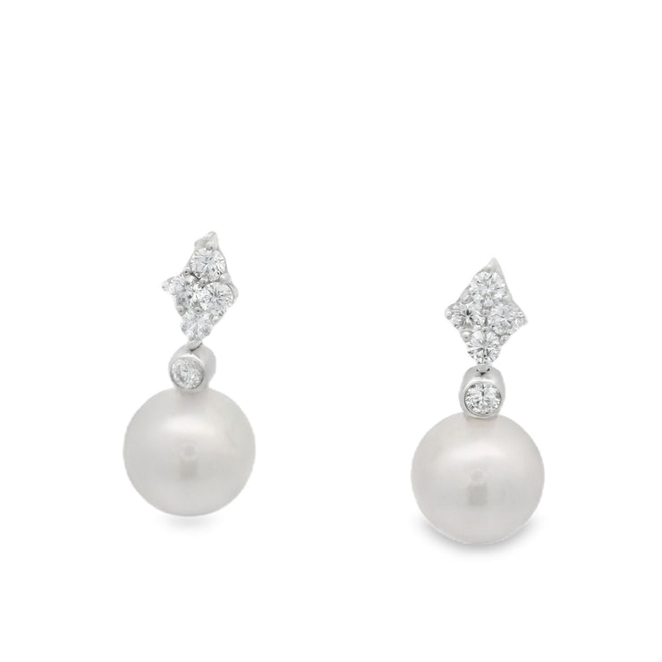 PEARL & DIAMOND DANGLE EARRINGS