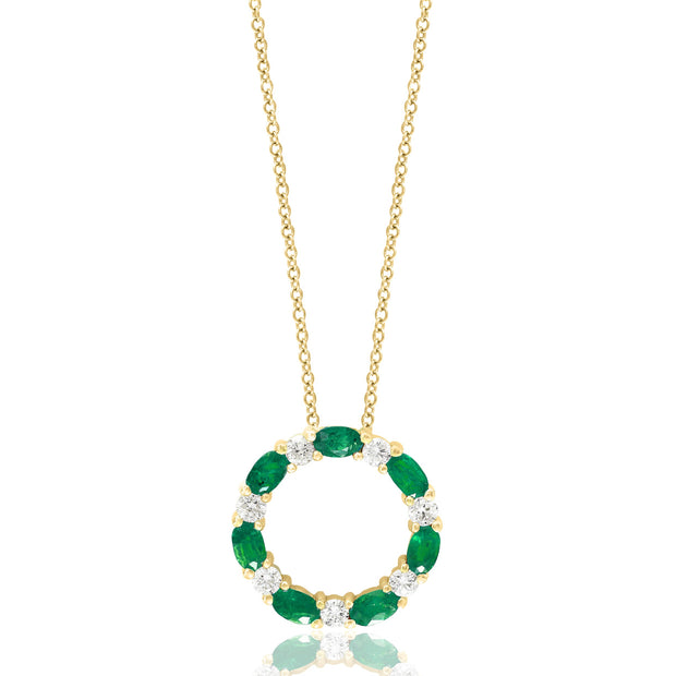 EMERALD & DIAMOND CIRCLE PENDANT