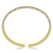 GABRIEL & CO - Yellow and White Gold Bujukan Cuff Bracelet with Inner Diamond Channel