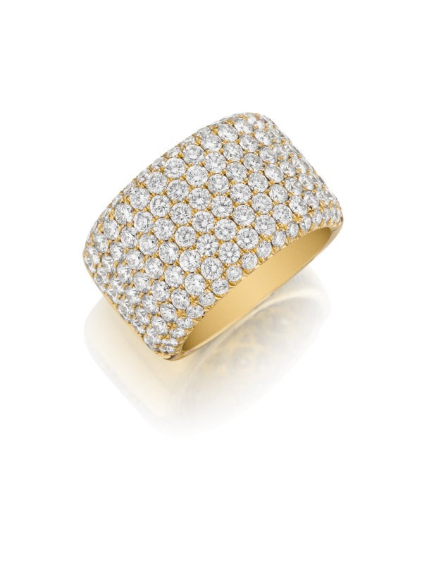 HENRI DAUSSI - YELLOW GOLD PAVE DIAMOND WIDE BAND