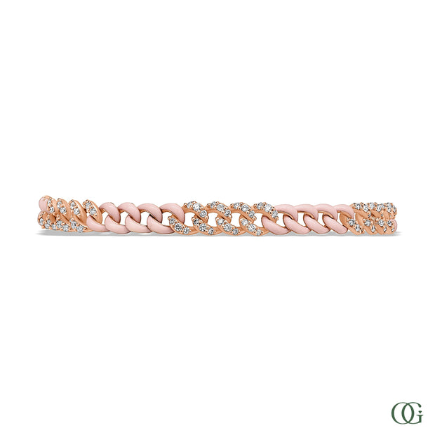 PAVE DIAMOND & PINK CURB CHAIN BRACELET