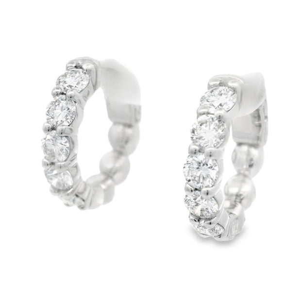 DIAMOND HUGGIE HOOP EARRINGS - 2 CT