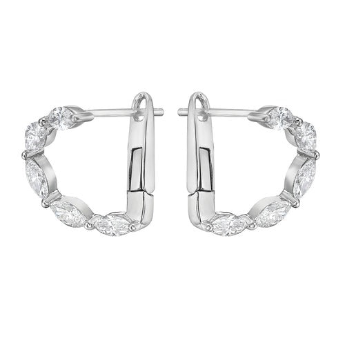 MARQUISE DIAMOND HOOP EARRINGS - 1 1/4 CT