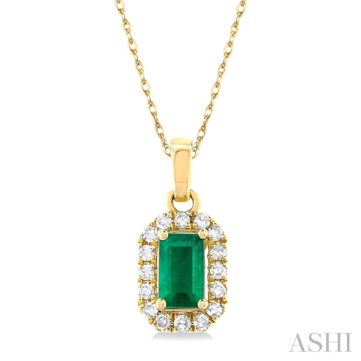 Diamond Halo and Emerald Necklace