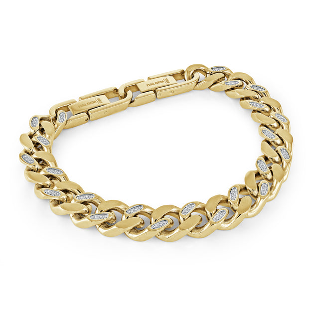 9.4MM CURB LINK CHAIN BRACELET WITH CUBIC ZIRCONIA