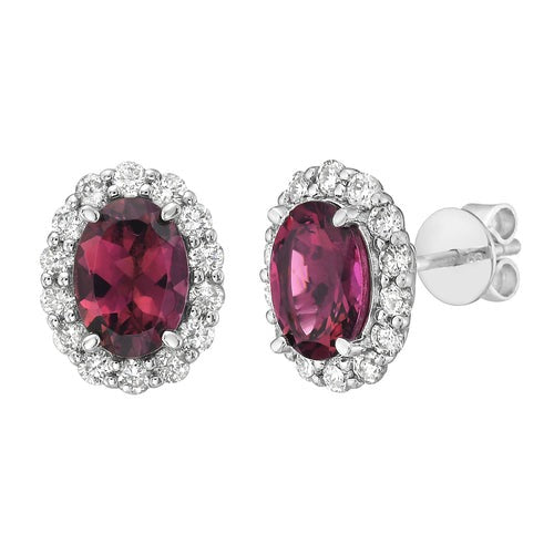 PINK TOURMALINE & DIAMOND POST EARRINGS