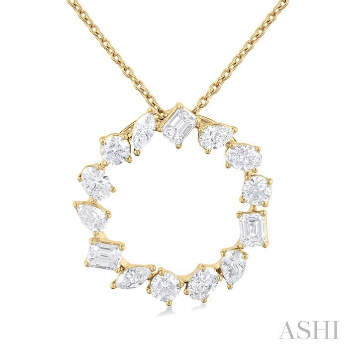 ASHI - MULTI SHAPE DIAMOND CIRCLE PENDANT