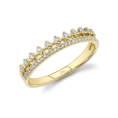 SHY CREATION- YELLOW GOLD DIAMOND TIARA RING