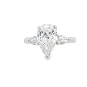 3 Stone Pear Shape Lab Grown Diamond Engagement Ring with Diamond Accents