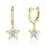 SHY CREATION - DIAMOND STAR DANGLE HOOP EARRINGS