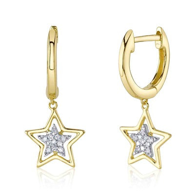 SHY CREATION - DIAMOND STAR DANGLE HOOP EARRINGS