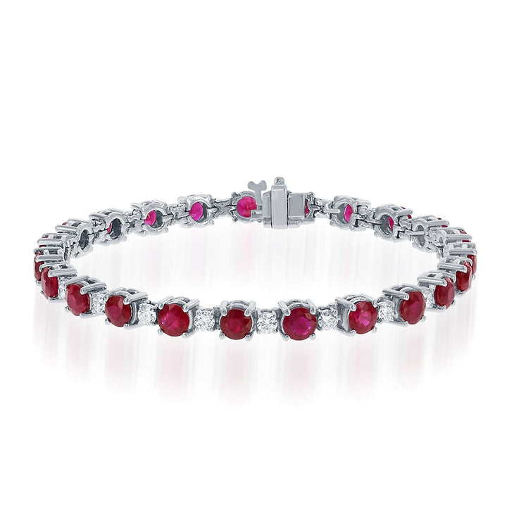 Ruby & Diamond Tennis Bracelet - 10 Ct