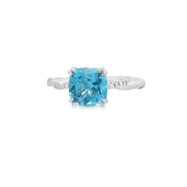 BLUE TOPAZ & DIAMOND RING