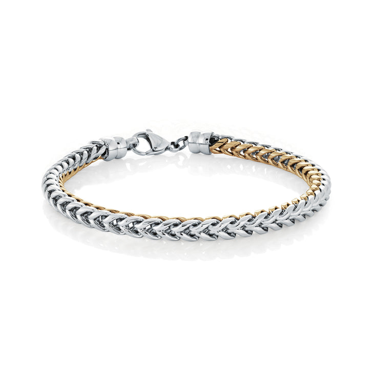 TWO TONE 5MM ROUND FRANCO CHAIN BRACELET