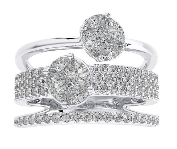 3 ROW DIAMOND RING