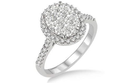 ASHI - DIAMOND CLUSTER ENGAGEMENT RING - 1.00 TCW