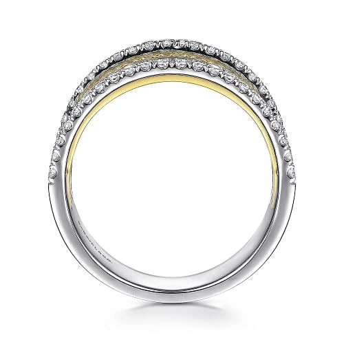 GABRIEL - 5 ROW TWO TONE DIAMOND RING