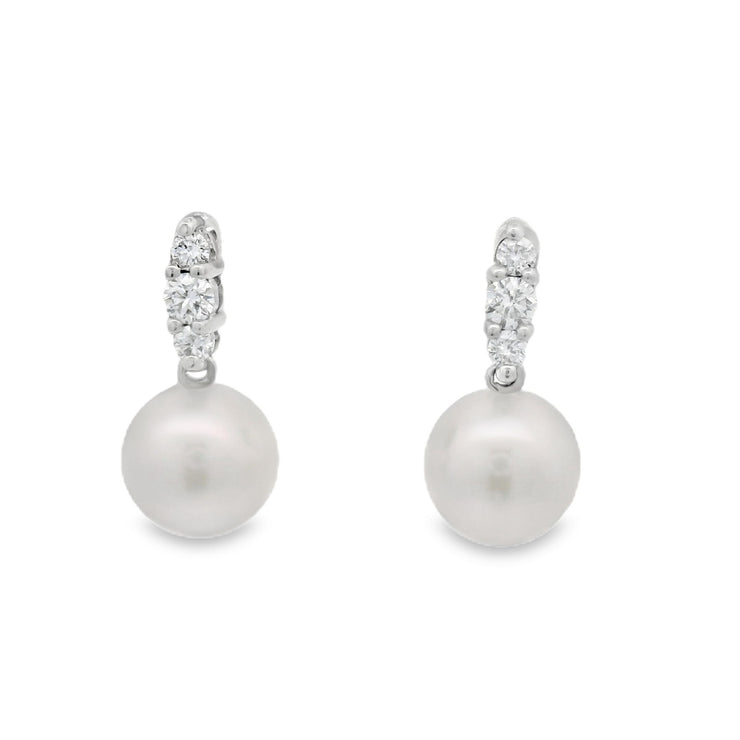 PEARL & DIAMOND DANGLE EARRINGS