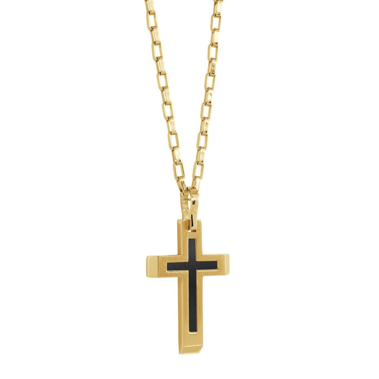 ITALGEM STEEL – GOLD CROSS NECKLACE