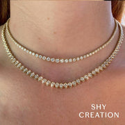 SHY CREATION - PEAR DIAMOND HALF TENNIS NECKLACE