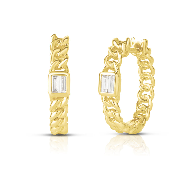 URBAETIS - CHAIN HOOPS WITH BAGUETTE DIAMONDS