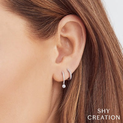 Shy Creation - Diamond Hoop Earrings