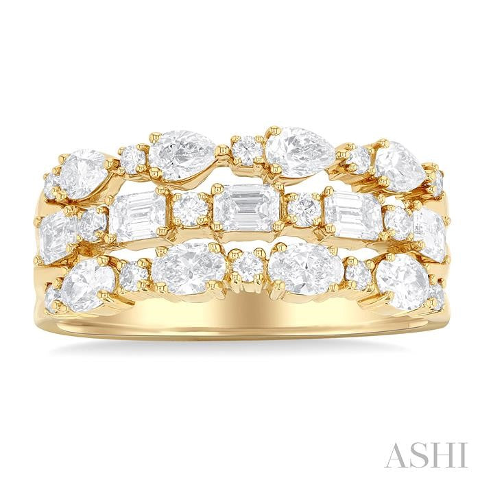 3 ROW FANCY SHAPE DIAMOND RING