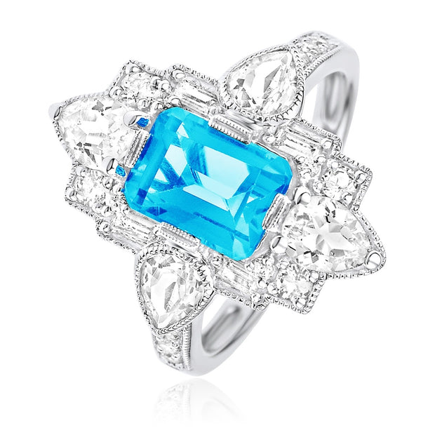 LUVENTE - ART DECO VINTAGE INSPIRED BLUE TOPAZ RING