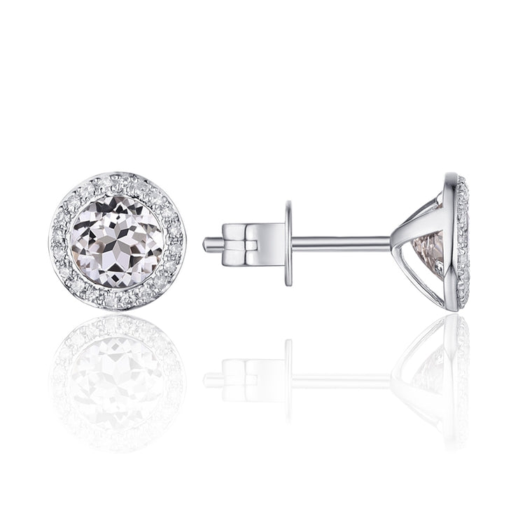 LUVENTE – WHITE TOPAZ & DIAMOND POST EARRINGS