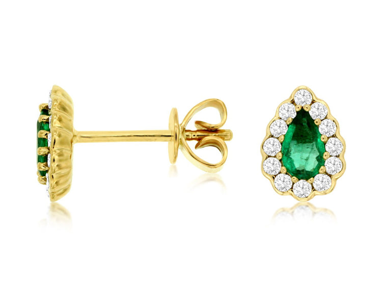 EMERALD & DIAMOND STUD EARRINGS