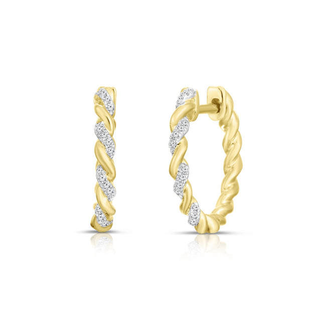 PAVE DIAMOND TWIST HOOP EARRINGS