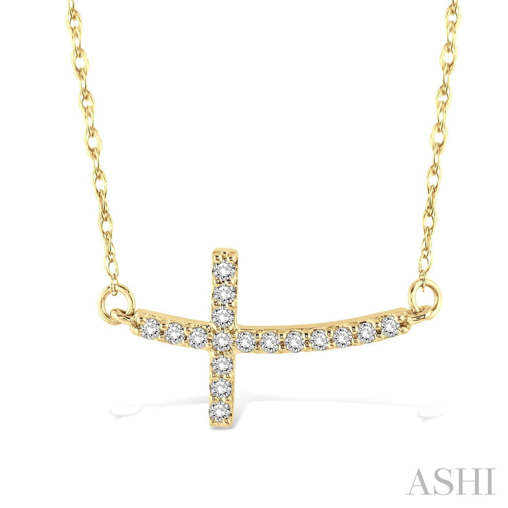 ASHI - DIAMOND SIDEWAYS CROSS PENDANT