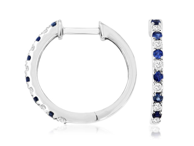 SAPPHIRE & DIAMOND HUGGIE HOOP EARRINGS