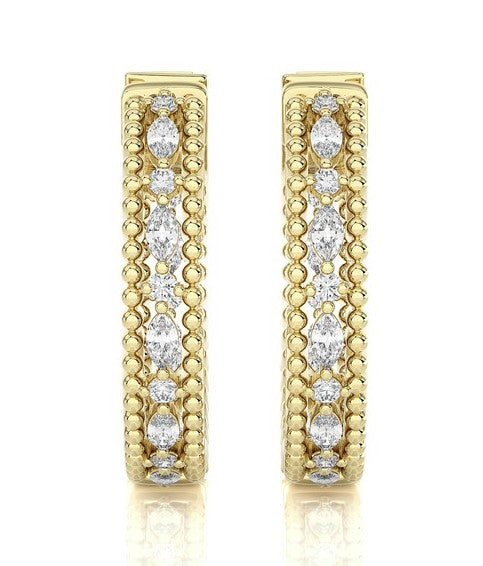 MARQUISE DIAMOND HOOP EARRINGS