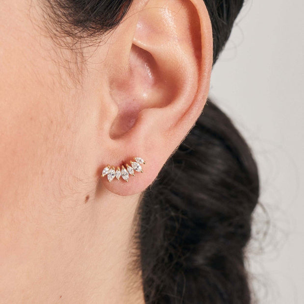 Ania Haie - Gold Sparkle Marquise Climber Barbell Single Earring