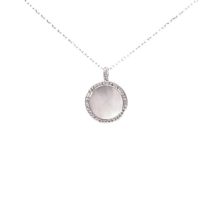 LUVENTE - MOTHER OF PEARL & DIAMOND DISC PENDANT