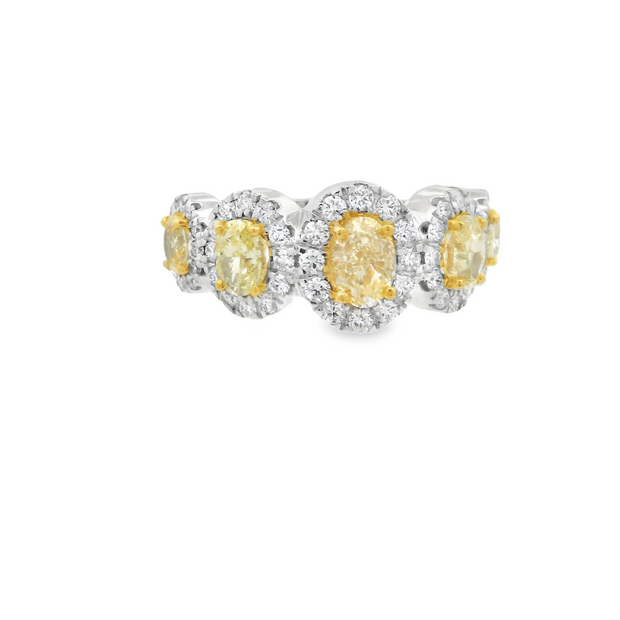 Yellow Diamond 5 Stone Halo Band