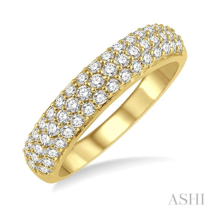 ASHI - 3 ROW PAVE DIAMOND BAND