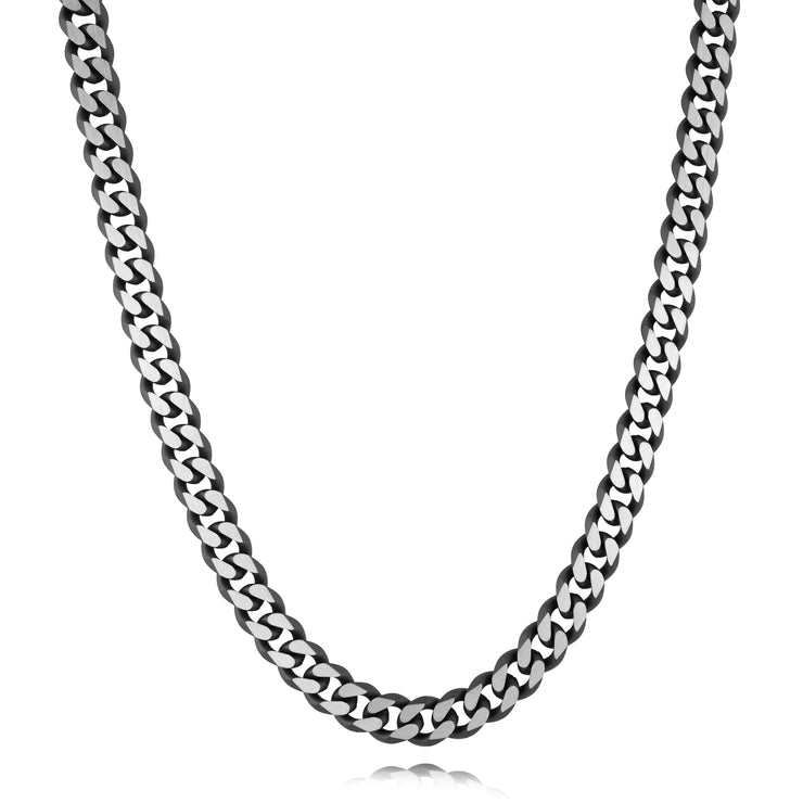 BLACK 8.6MM CUBAN LINK CHAIN WITH DIAMOND CUT FRONT